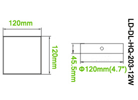 12W DL-HQ-203-12W LED Panel light Square Length 120mm Height 45.5mm PVC Acrylic Cover Cabinet LED Down Lights